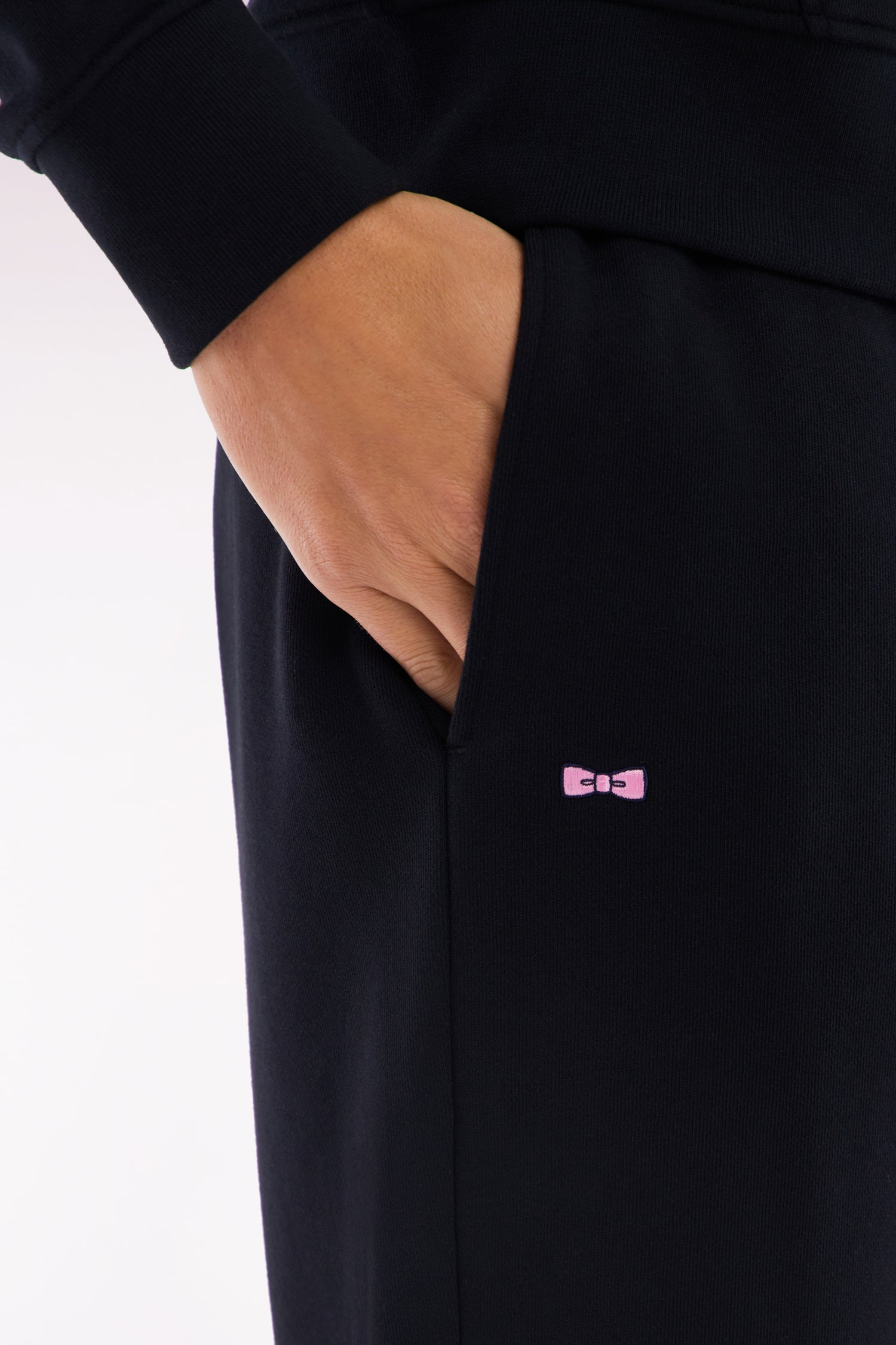 Jogging en molleton coton noir coupe droite
