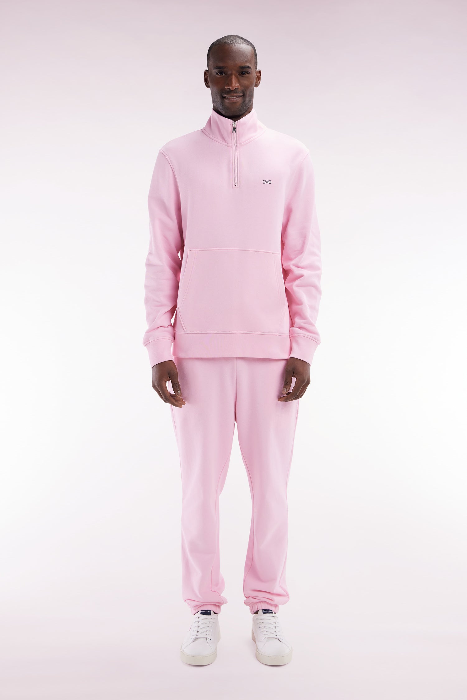 pantalón jogger en felpa algodón rosa corte recto