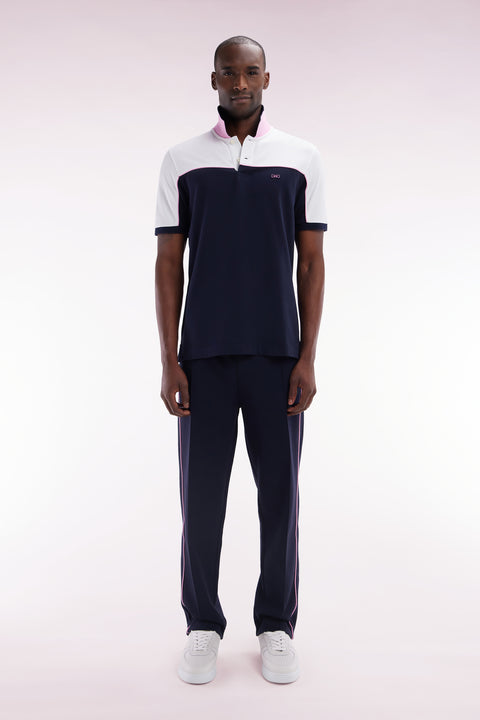 Pantalon jogging en coton interlock marine coupe droite - Image 1