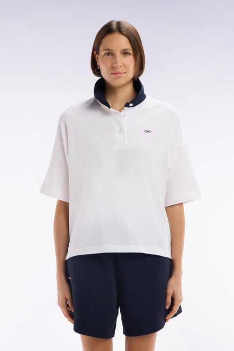 Maillot à manches courtes en coton Pima blanc coupe décontractée - Image 3