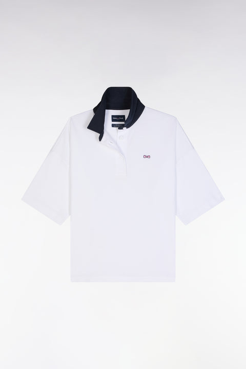 Maillot à manches courtes en coton Pima blanc coupe décontractée - Image 2
