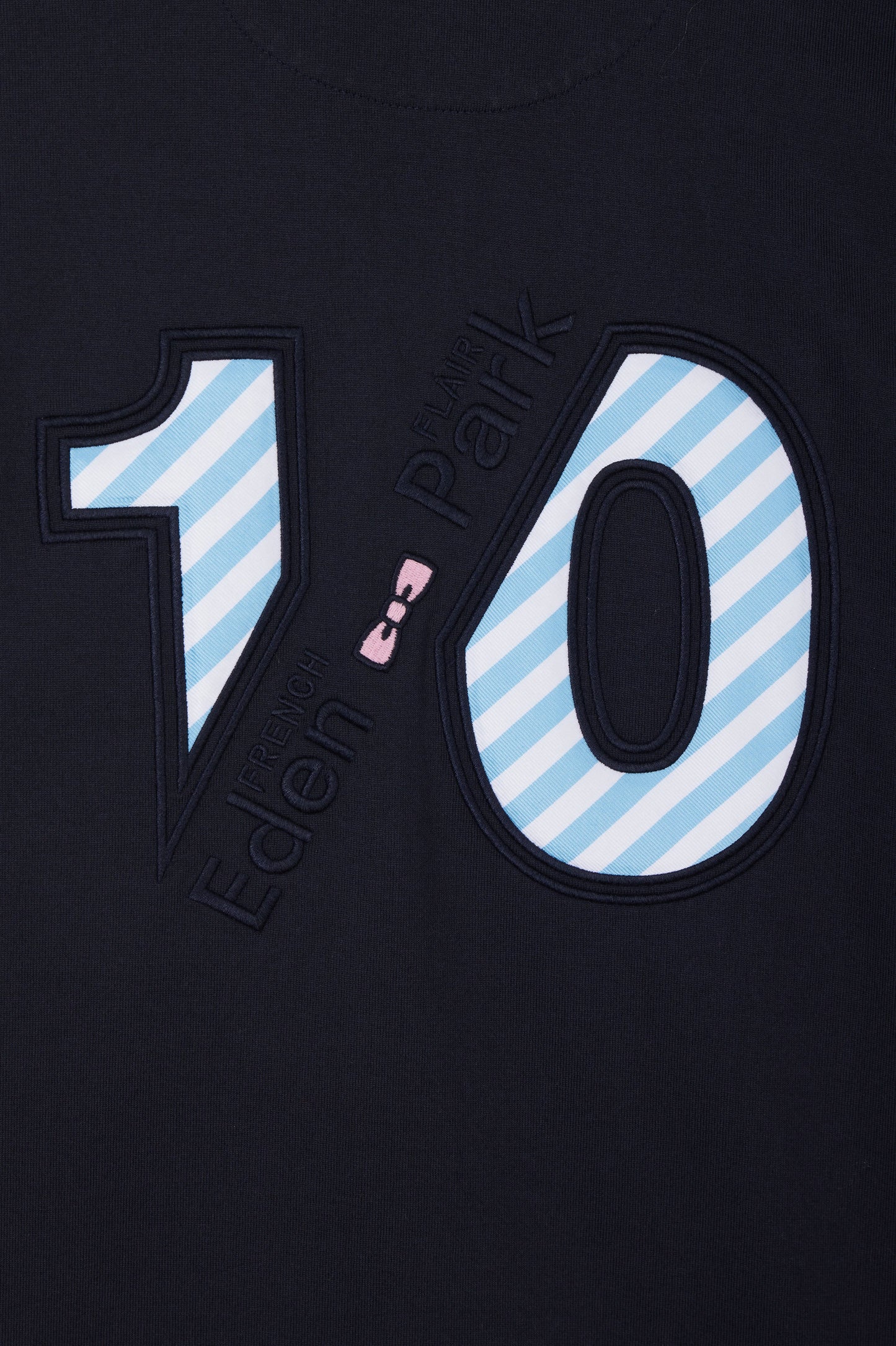 Short-sleeved rugby shirt in navy cotton jersey with two-tone sleeves