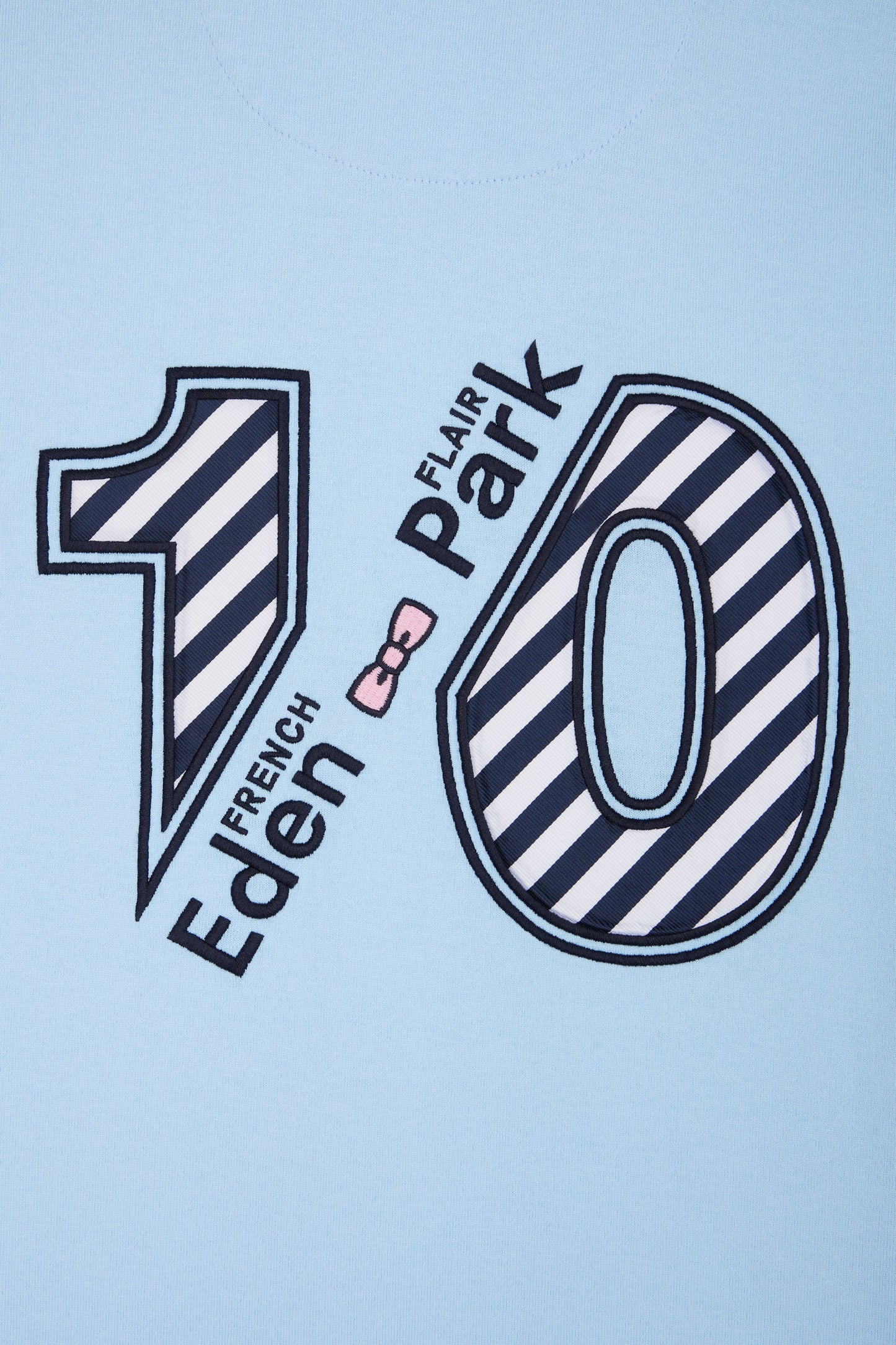 Short-sleeved rugby shirt in sky blue cotton jersey with two-tone sleeves