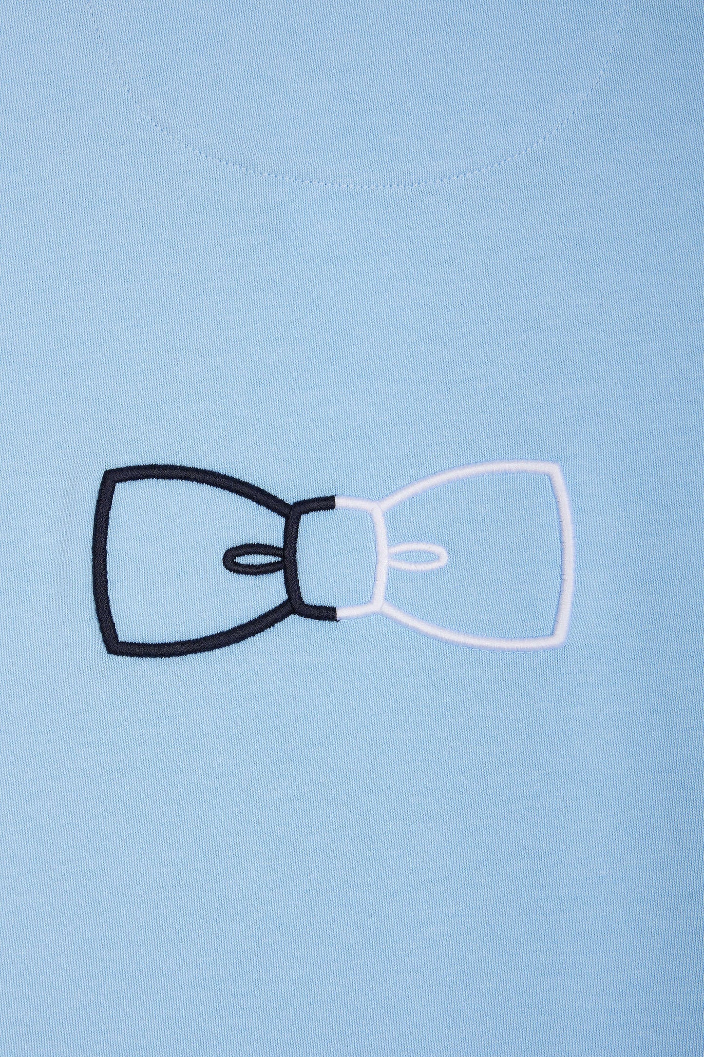Relaxed-fit short-sleeved sky blue cotton jersey with two-tone collar
