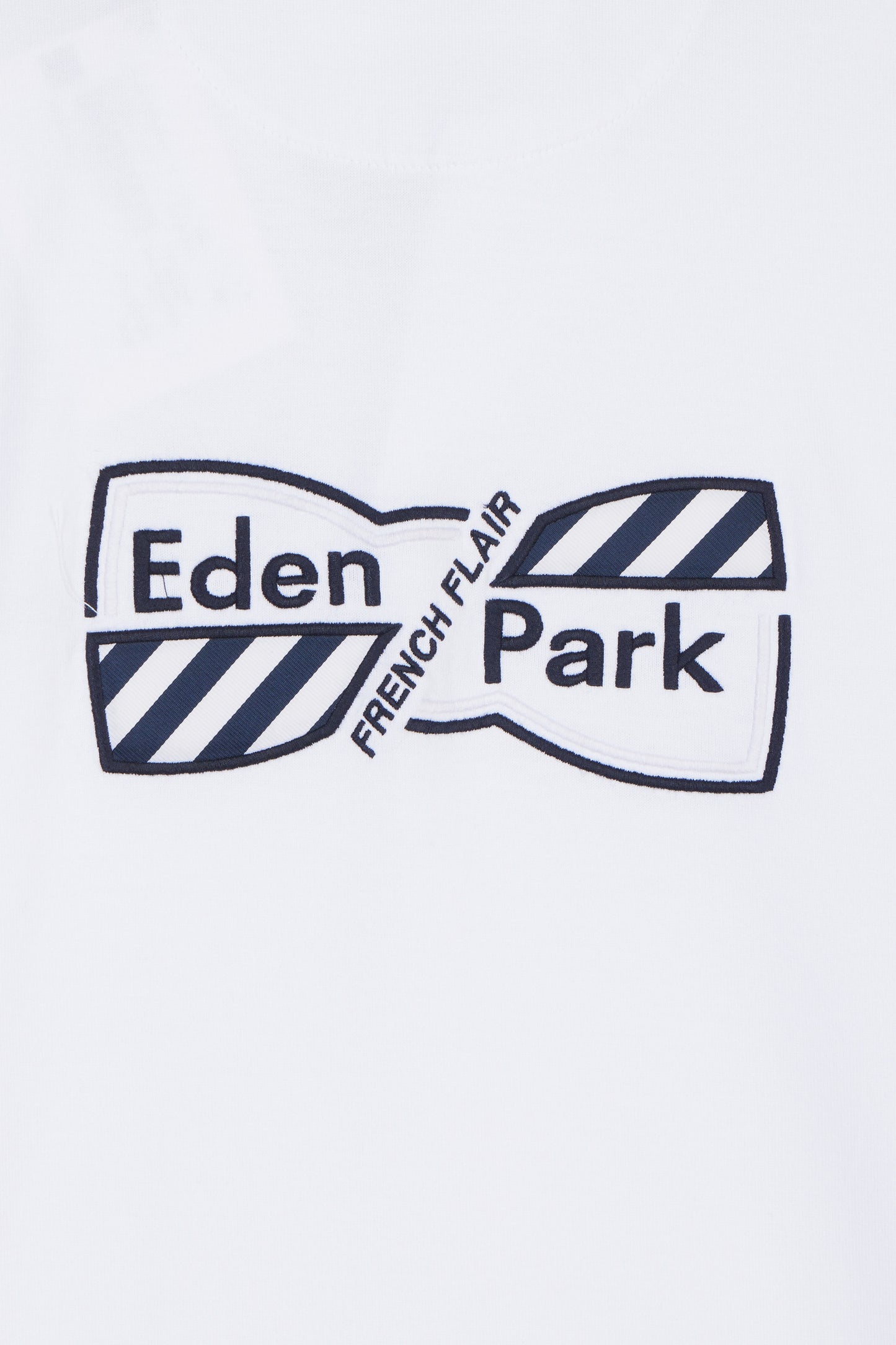 Straight-cut short-sleeved rugby shirt in sky blue cotton jersey with bow tie embroidery