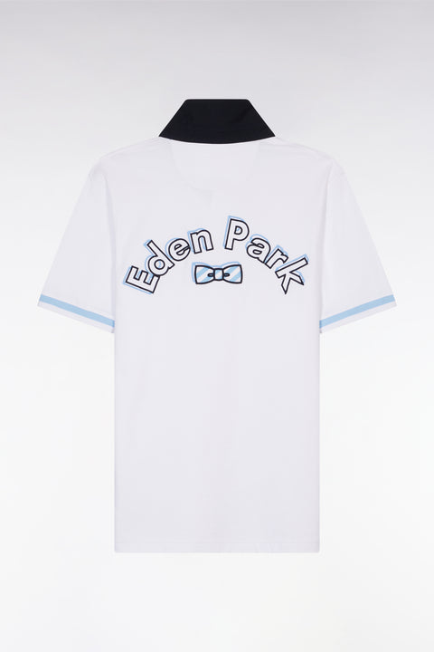 Straight-cut white cotton short-sleeved rugby shirt with Eden Park back embroidery - Image 2