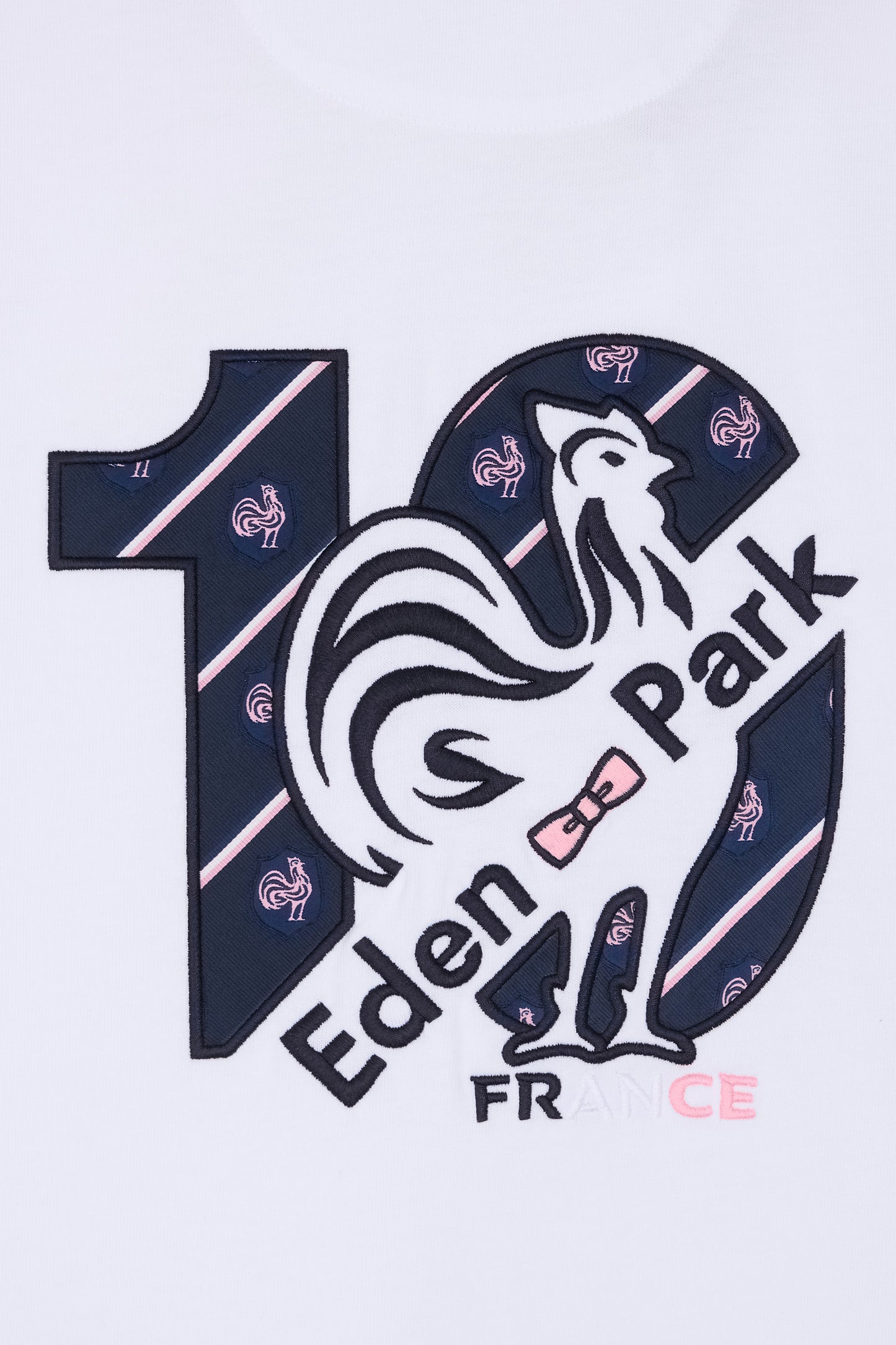 XV de France short-sleeved rugby shirt in white cotton with back embroidery