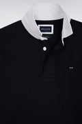 Maillot à manches longues en coton Pima marine coupe droite