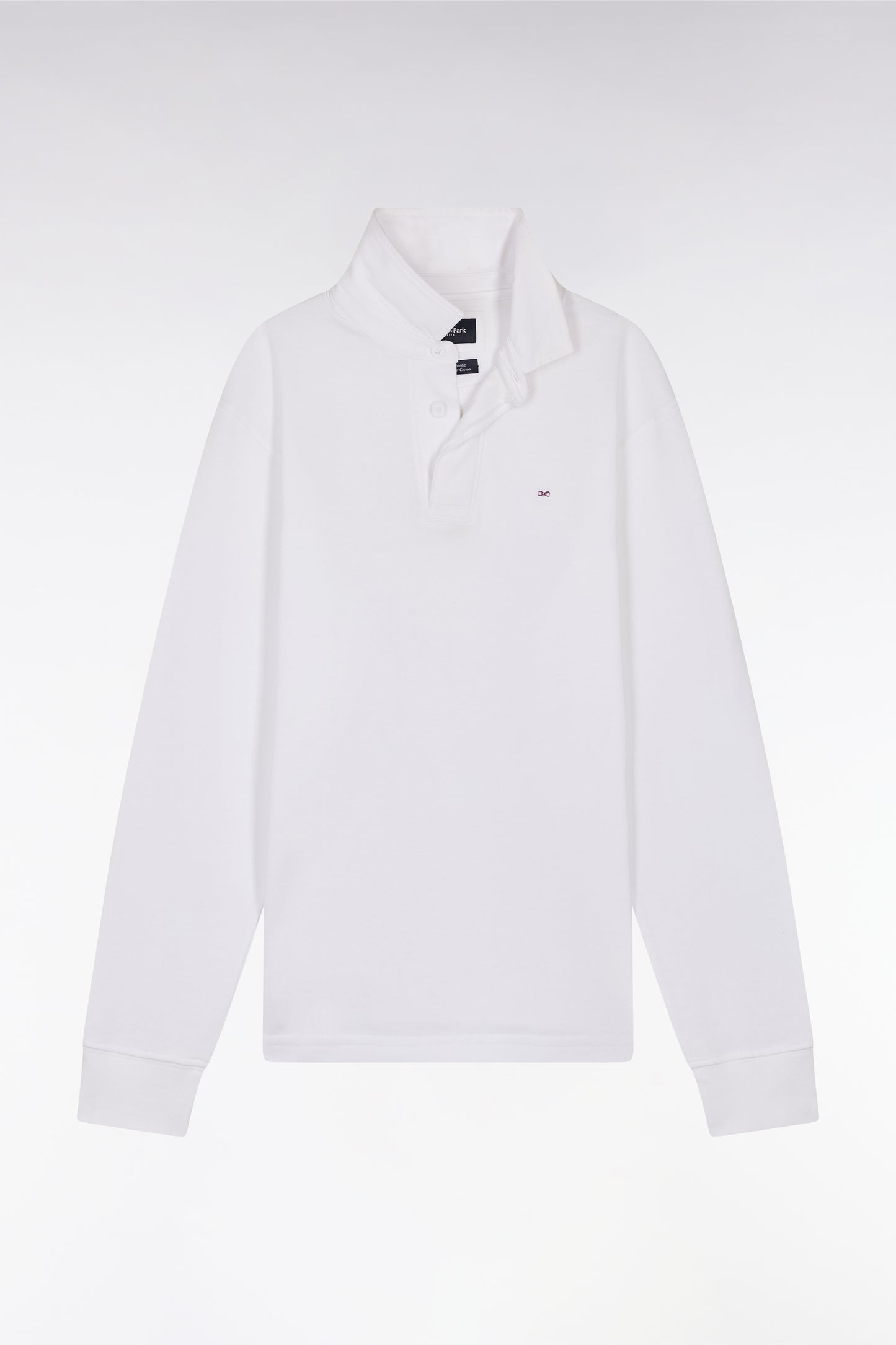 Straight-cut white Pima cotton long-sleeved rugby shirt