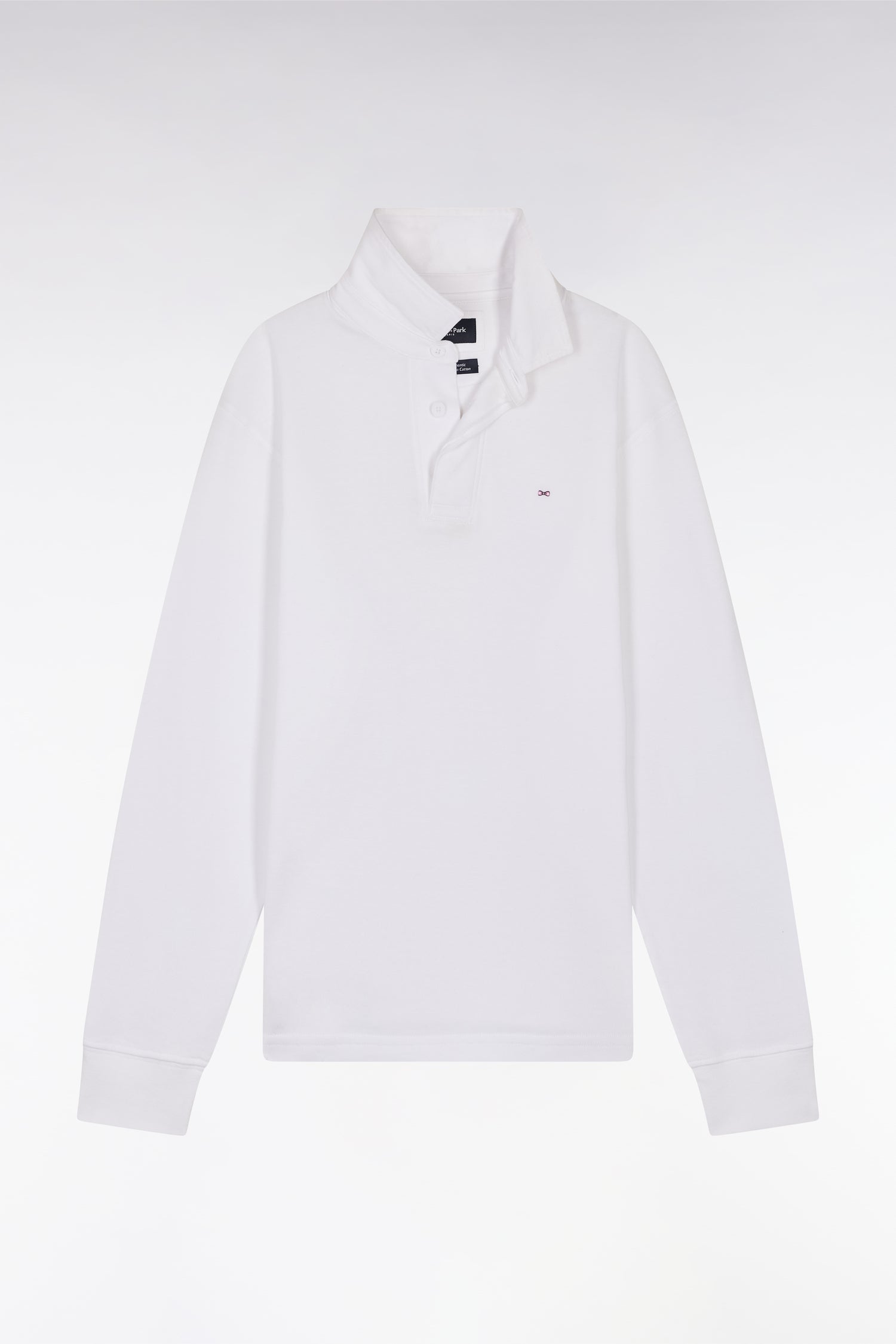 Maillot à manches longues en coton Pima blanc coupe droite