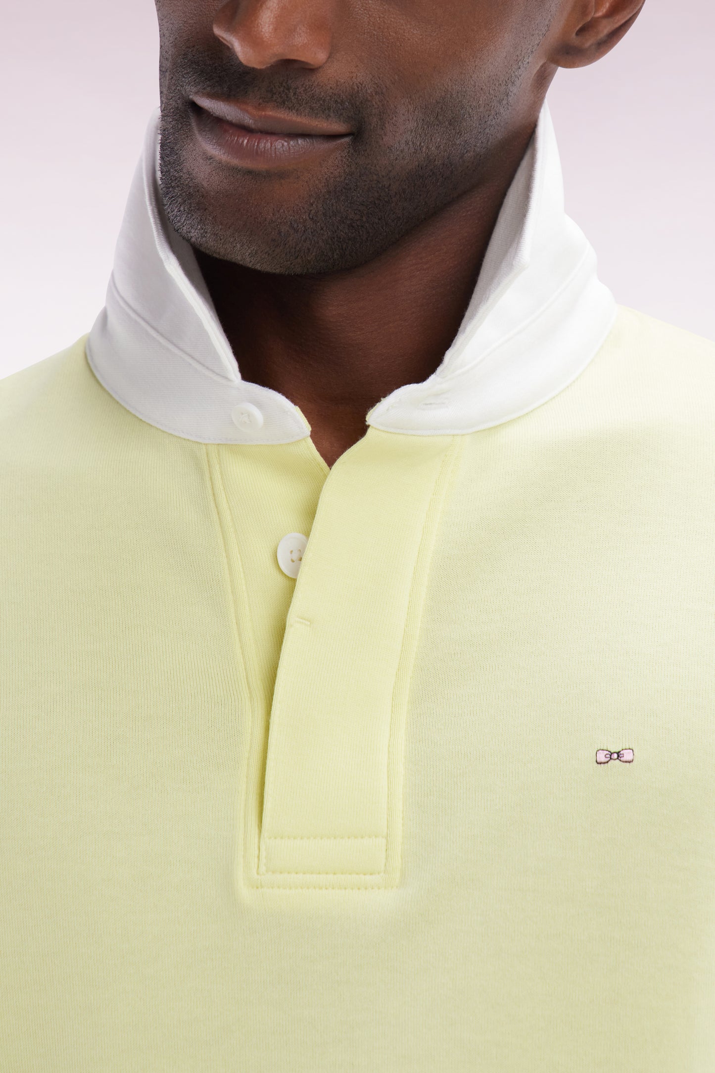 Straight-cut yellow Pima cotton long-sleeved rugby shirt