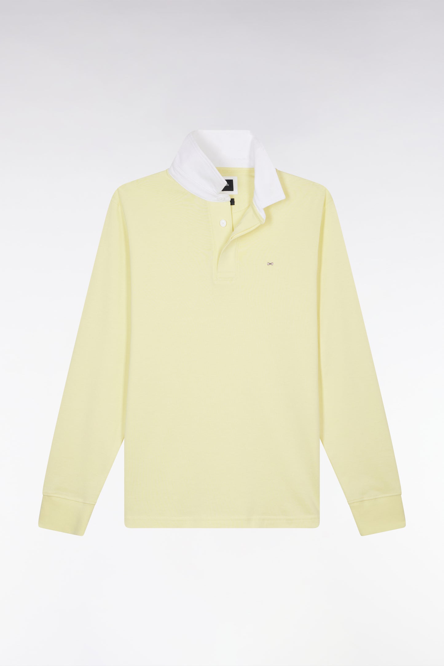 Straight-cut yellow Pima cotton long-sleeved rugby shirt