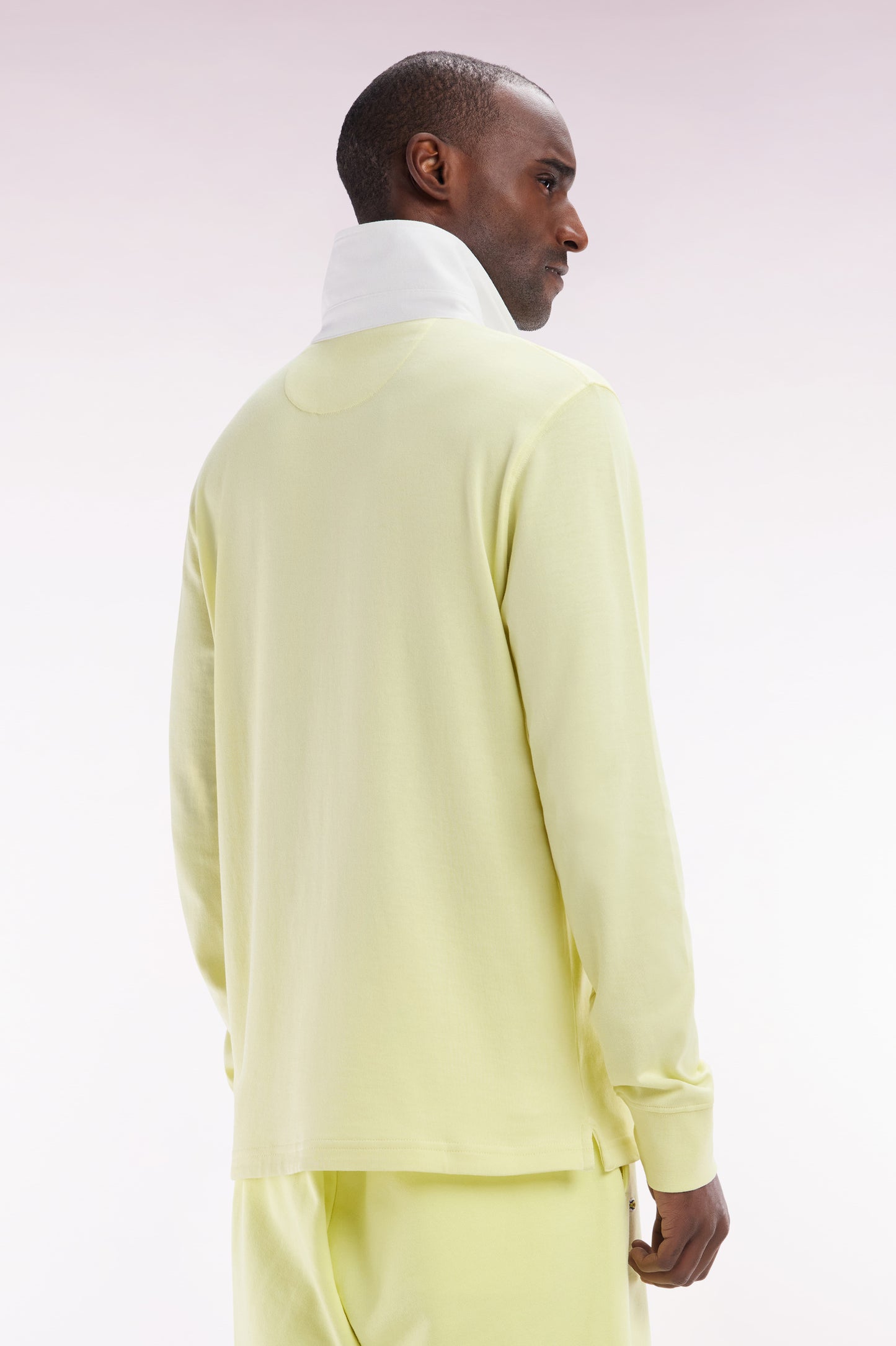 Straight-cut yellow Pima cotton long-sleeved rugby shirt