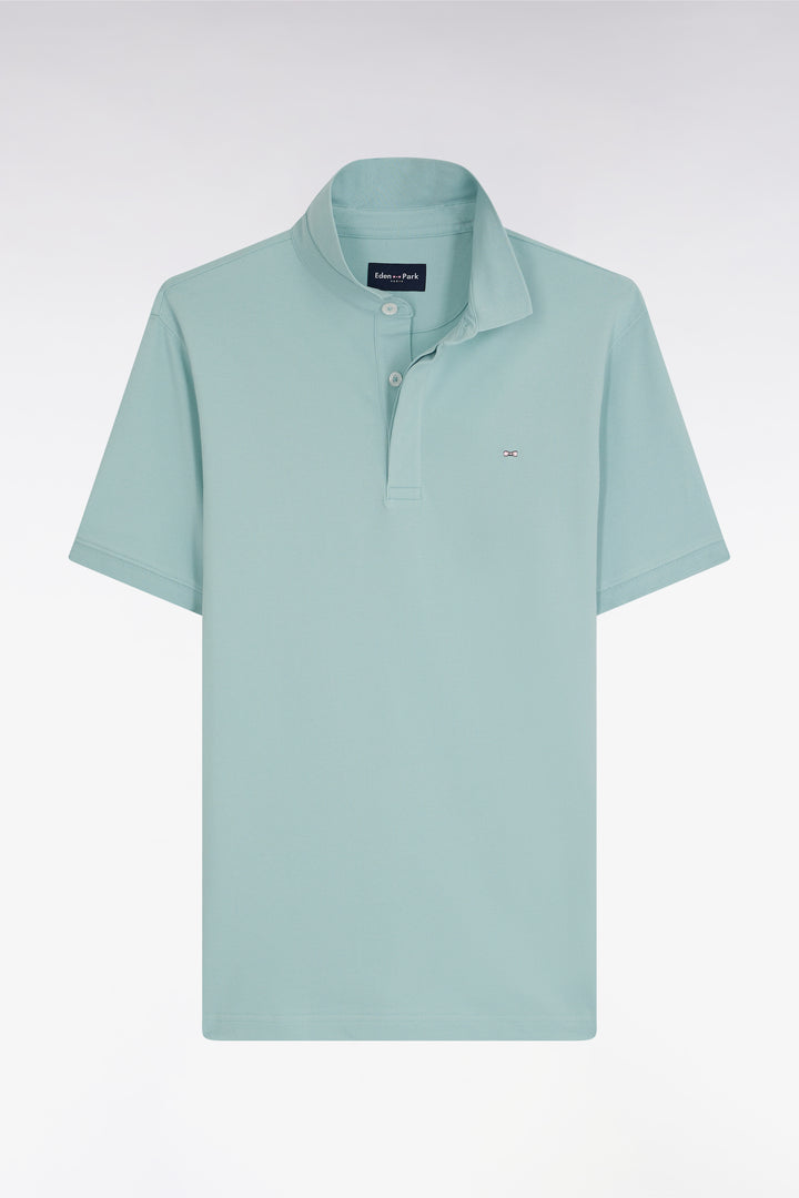 Polo à manches courtes en piqué coton stretch vert d'eau coupe ajustée