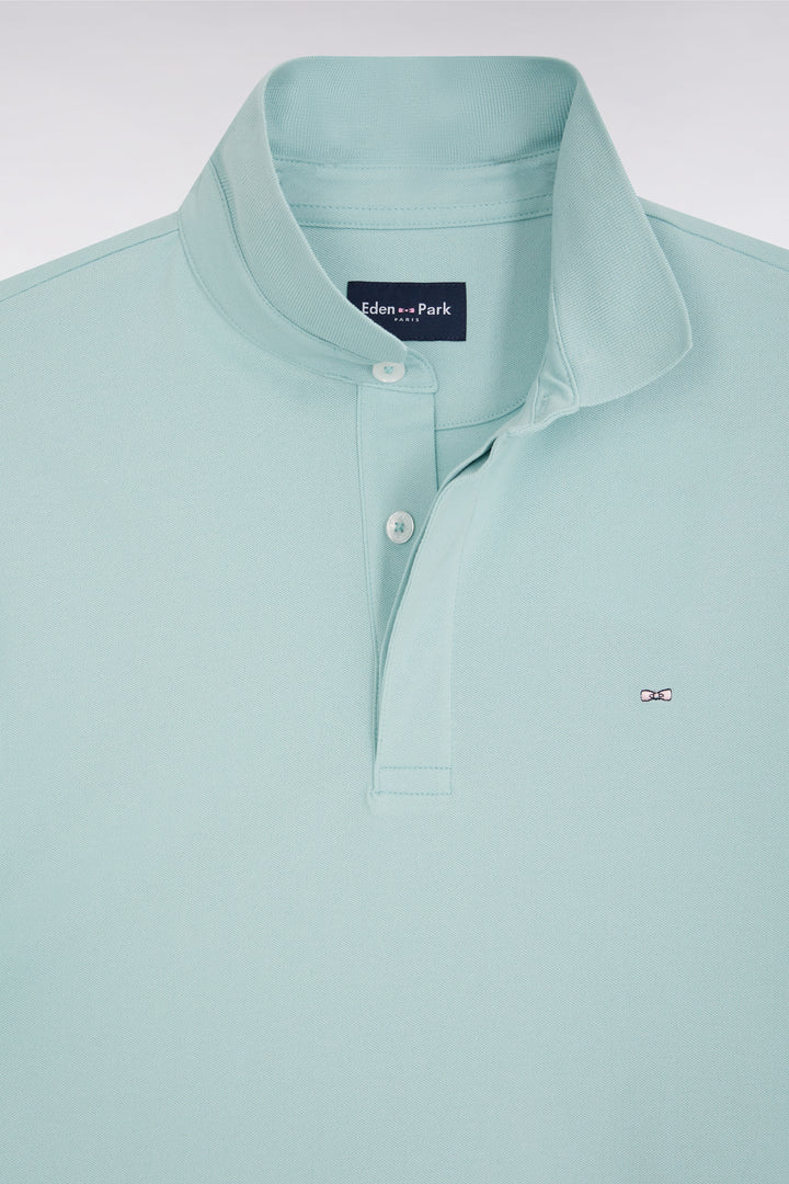 Polo à manches courtes en piqué coton stretch vert d'eau coupe ajustée