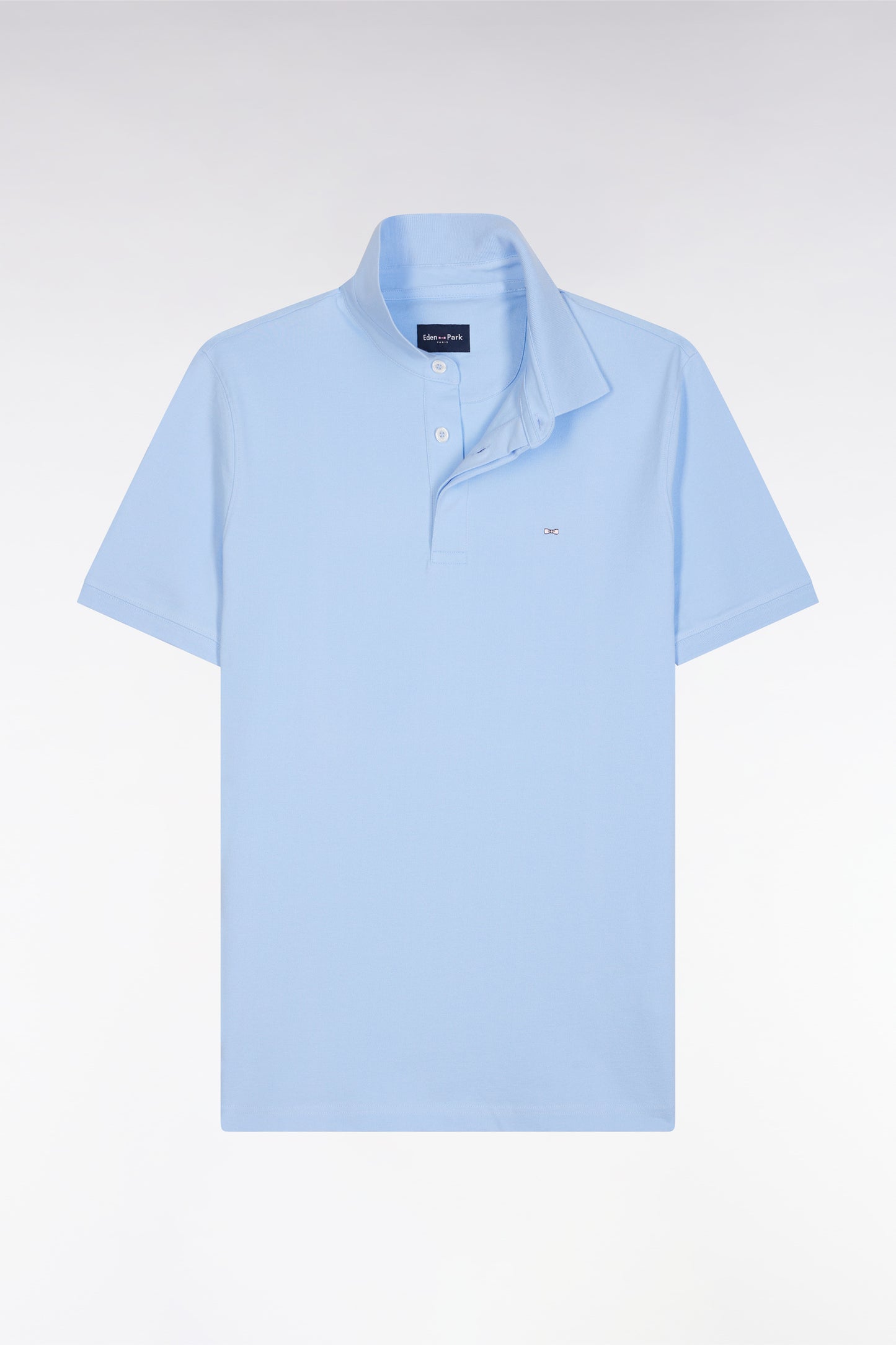 Slim-fit short-sleeved polo shirt in blue stretch cotton piqué