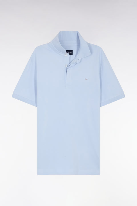 Polo à manches courtes en piqué coton stretch bleu clair coupe ajustée - Image 2