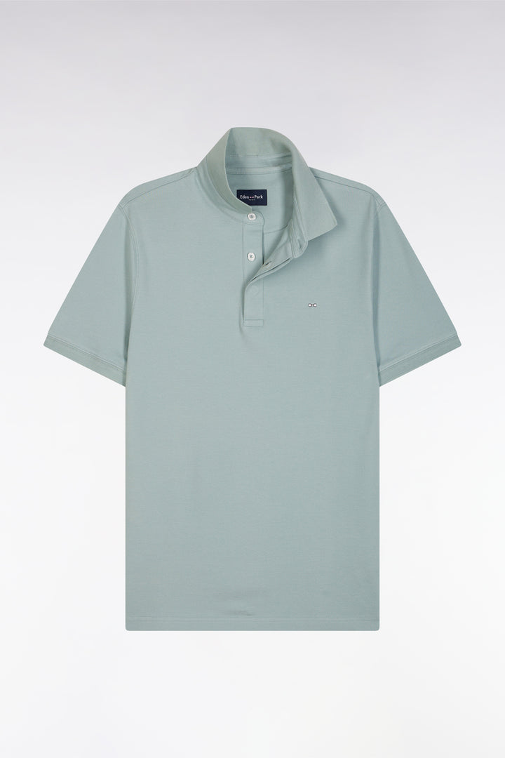 Polo à manches courtes en coton stretch gris moyen coupe ajustée