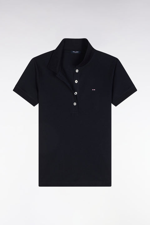 Polo à manches courtes en piqué de coton stretch marine coupe ajustée - Image 2