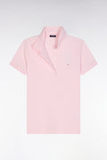 Polo à manches courtes en piqué de coton stretch rose coupe ajustée
