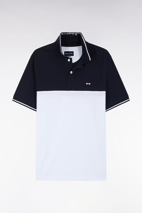 Polo à manches courtes en piqué coton blanc col jacquard coupe droite - Image 2