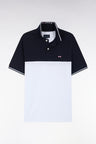 Polo à manches courtes en piqué coton blanc col jacquard coupe droite