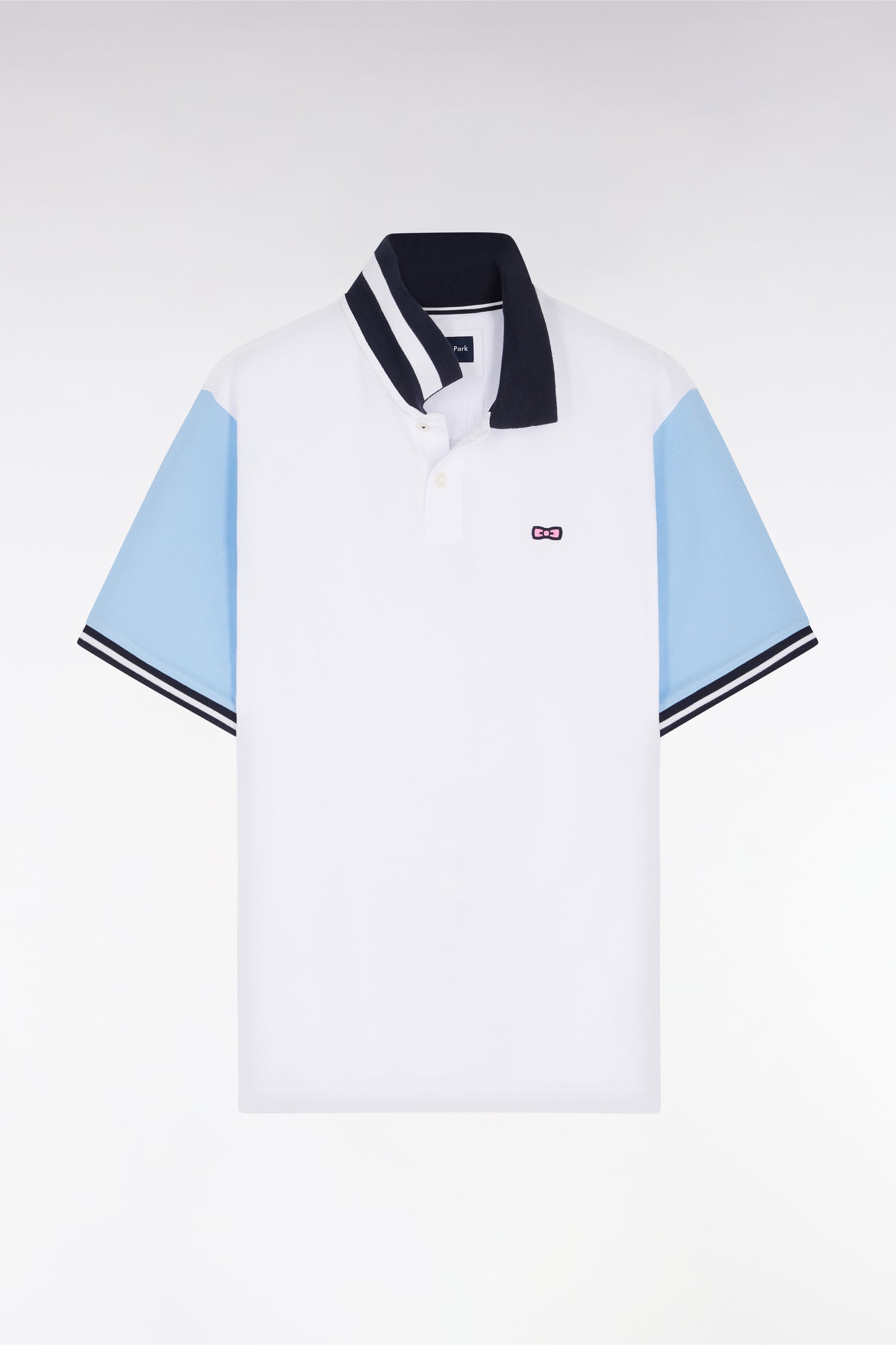 Polo à manches courtes en coton blanc jacquard dos Eden Park coupe décontractée