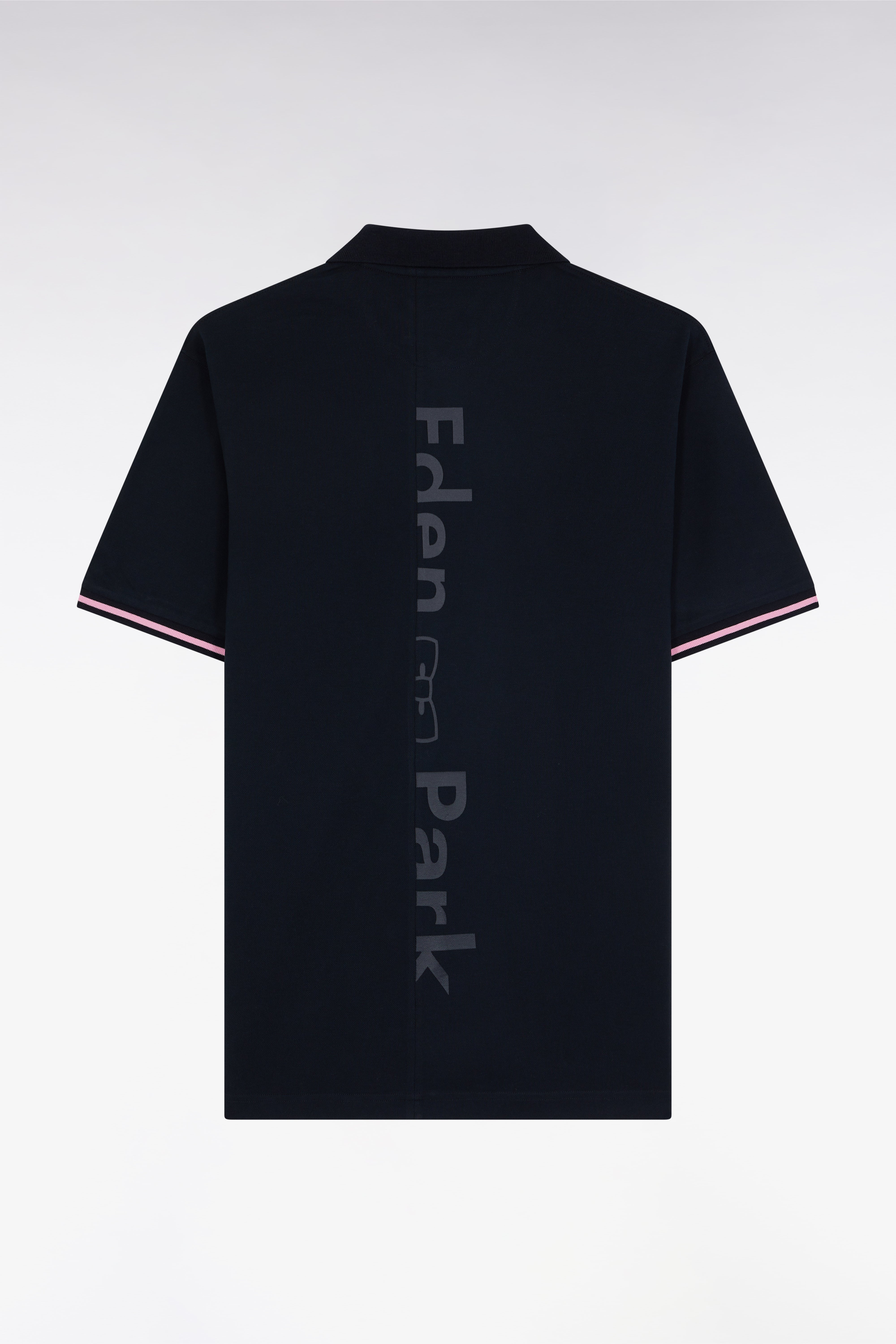 Polo à manches courtes en coton marine jacquard dos Eden Park coupe décontractée