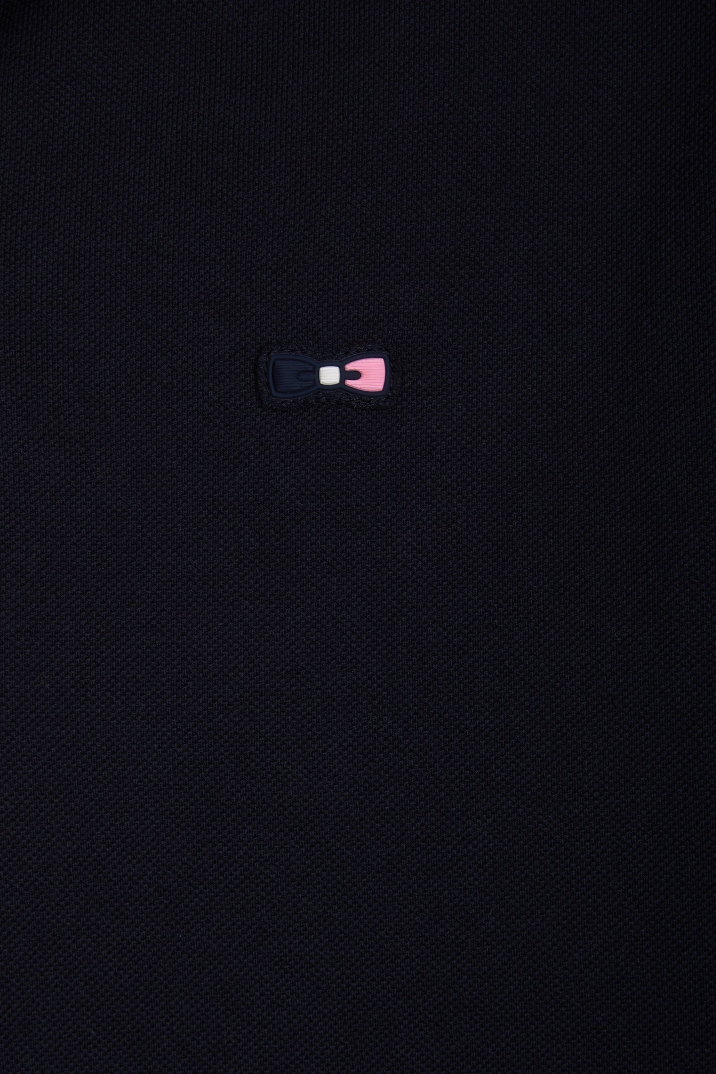 Straight-fit short-sleeved polo shirt in navy cotton piqué with tricolor embroidery