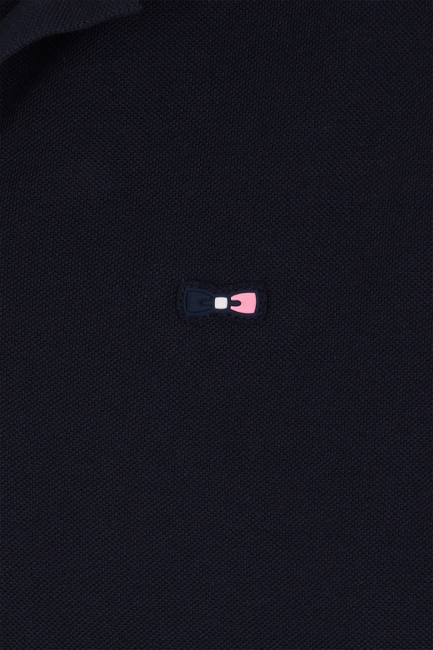 Straight-fit short-sleeved polo shirt in navy cotton with contrasting collar