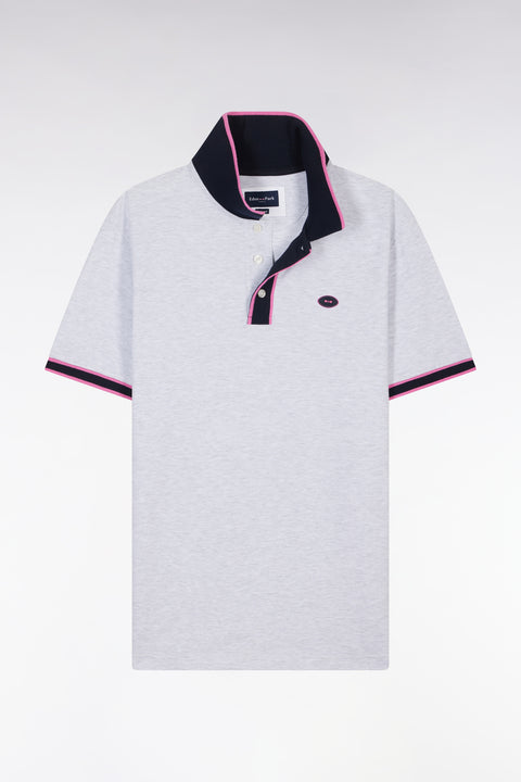 Polo à manches courtes en coton rose rayures colorées coupe décontractée - Image 2