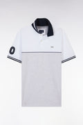 Polo à manches courtes bicolore en coton gris et blanc coupe décontractée
