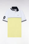 Relaxed-fit two-tone short-sleeved polo shirt in yellow and white cotton