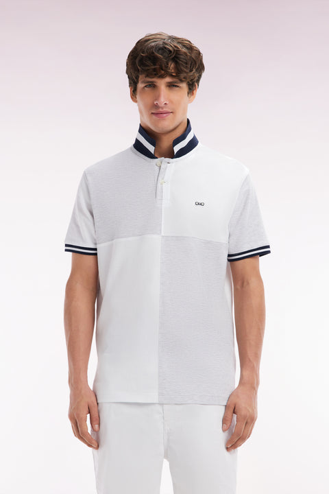 Polo à manches courtes en coton gris coupe décontractée - Image 1