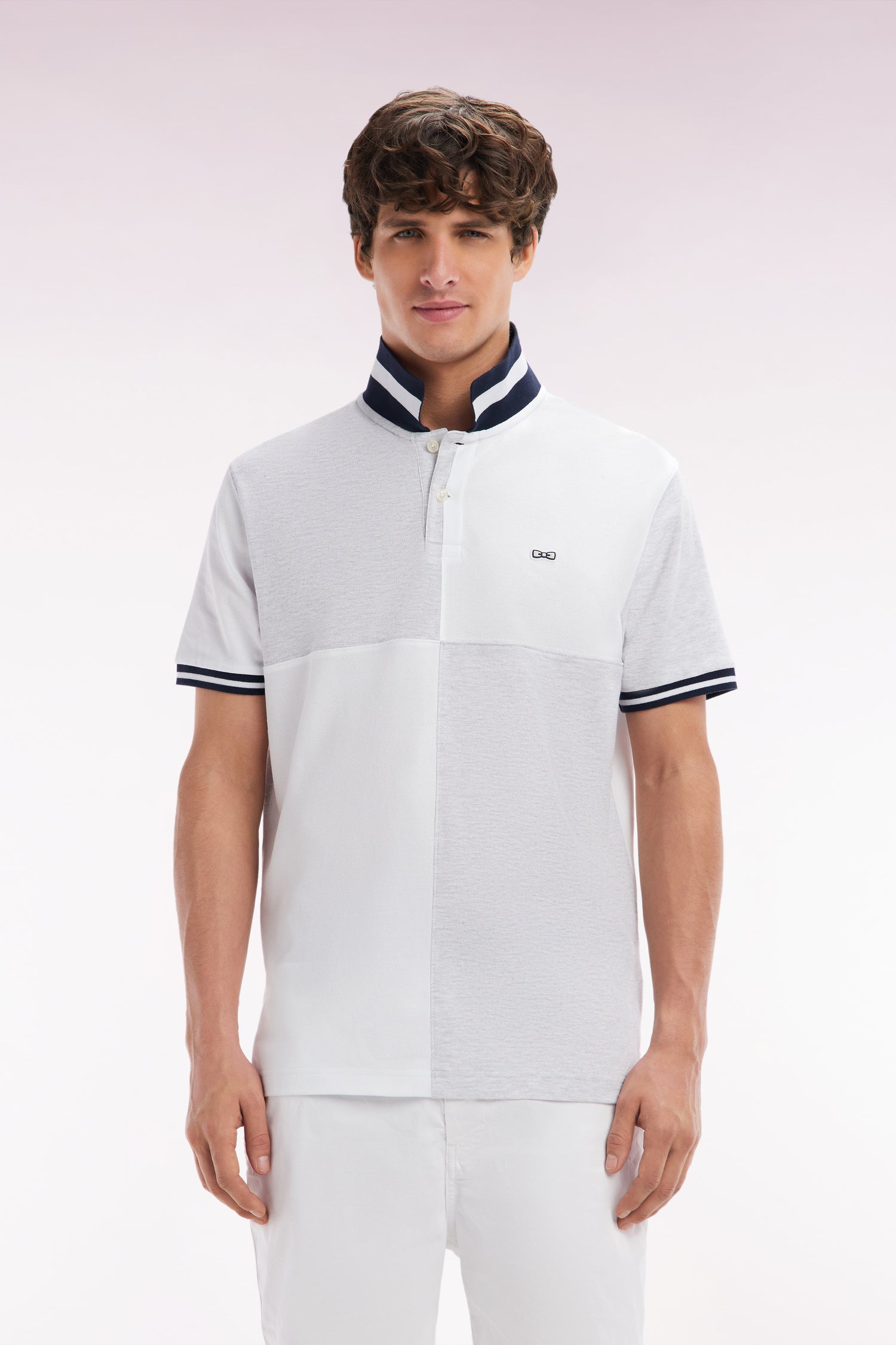 Polo à manches courtes en coton gris coupe décontractée