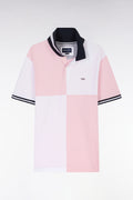 Polo à manches courtes coupé-cousu en coton rose coupe décontractée