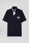 Straight-fit 6 Nations short-sleeved polo shirt in navy cotton piqué