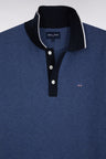 Straight-fit short-sleeved polo collar jumper in blue cotton