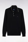 Straight-fit black and brown cotton jumper with a rugby-style collar