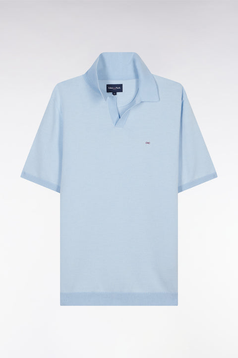 Pull col polo en coton ciel coupe droite - Image 2