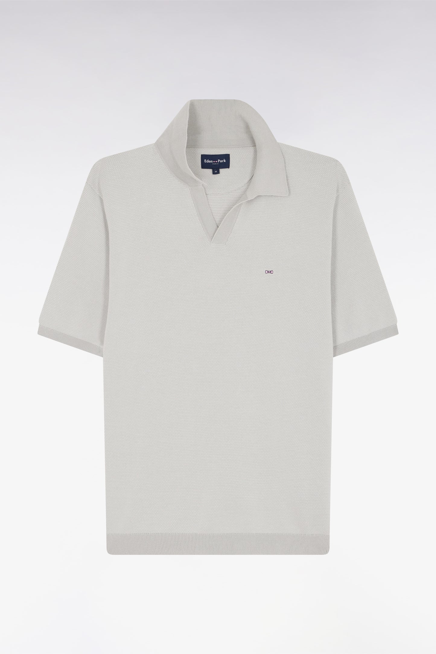 Straight-cut grey cotton polo neck jumper