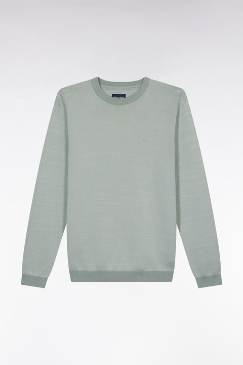 Straight-fit round neck cotton jumper in grey cotton - Image 2