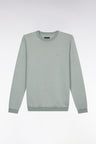 Straight-fit round neck cotton jumper in grey cotton