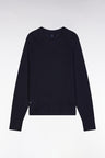 Pull col rond côtelé marine coupe décontractée