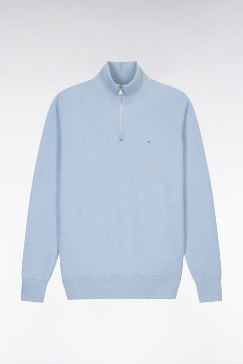 Pull col camionneur en coton nid d'abeille ciel coupe droite - Image 2