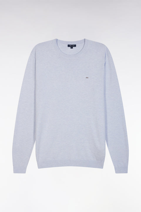 Straight-fit grey cotton-silk blend crewneck jumper - Image 2