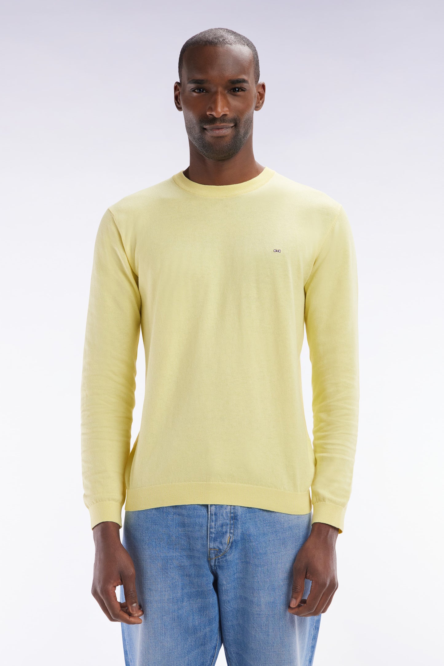 Straight-fit ivory cotton-silk blend crewneck jumper