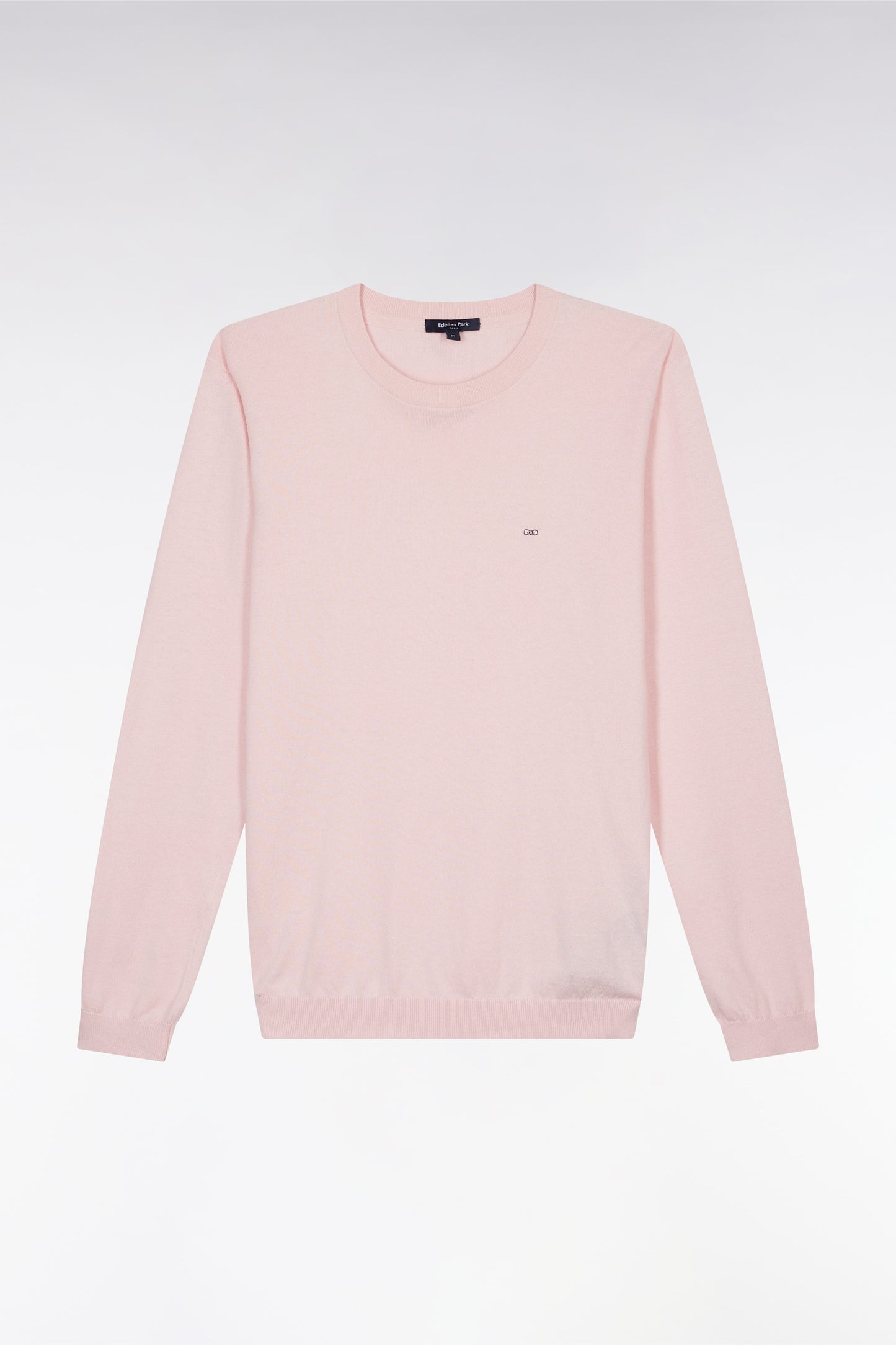 Straight-fit pink cotton-silk blend crewneck jumper