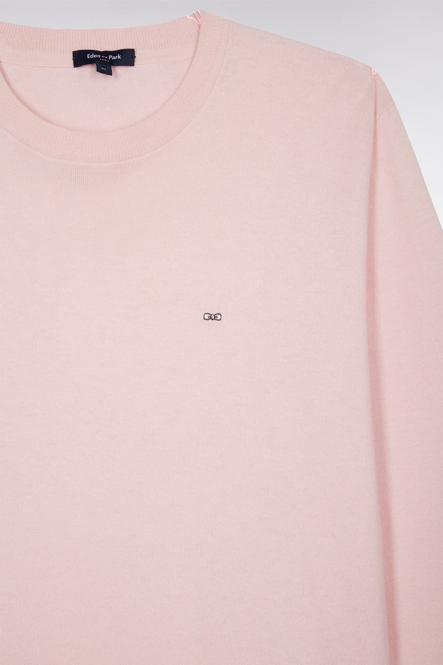 Straight-fit pink cotton-silk blend crewneck jumper
