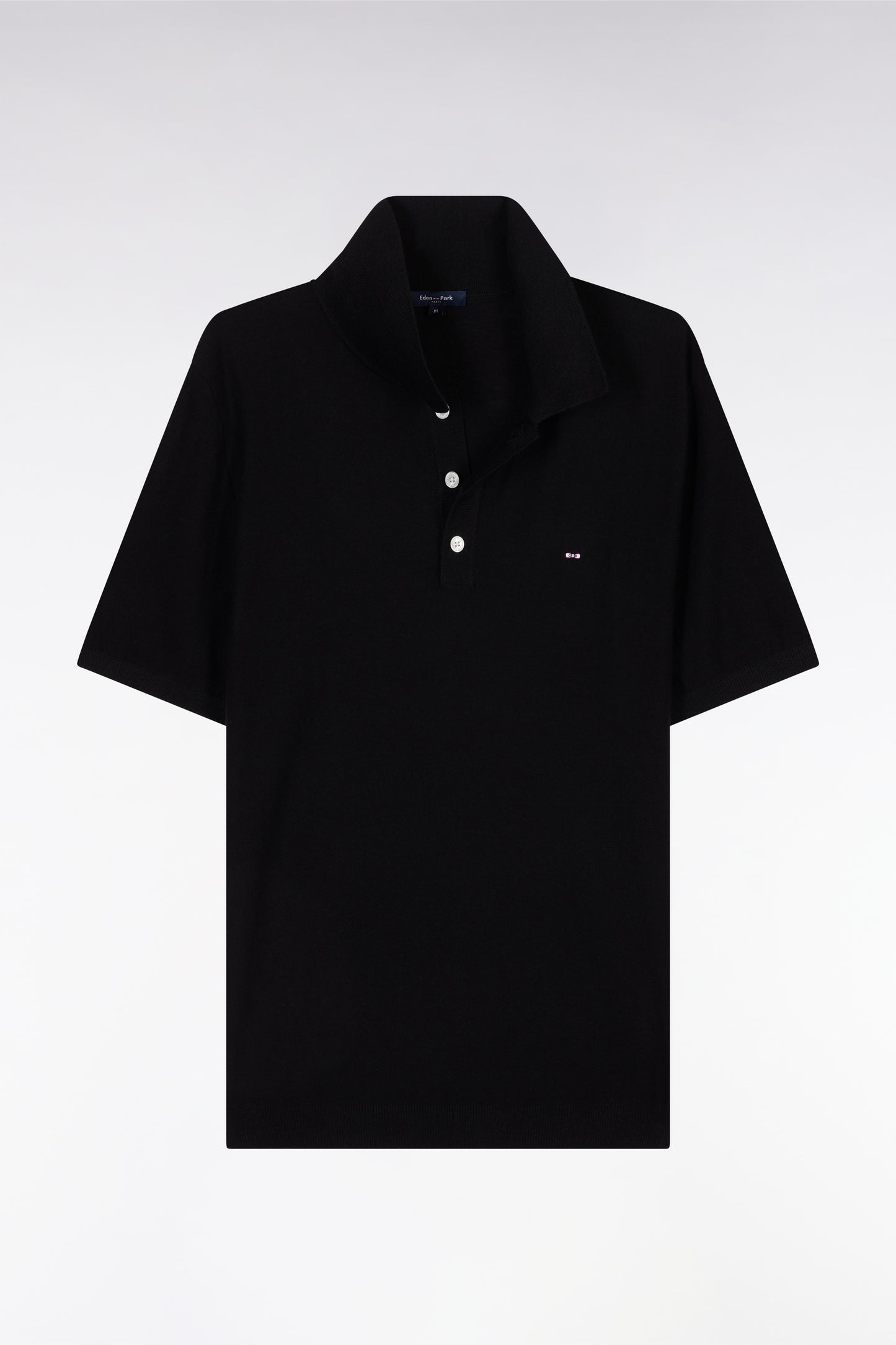 Straight-fit sleeveless black polo collar jumper